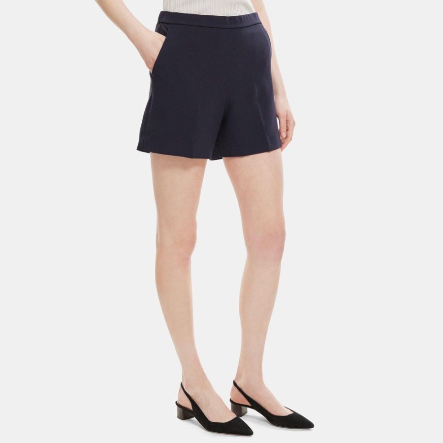 Women Theory Outlet | Easy Pull-On Short In Crepe Deep Navy