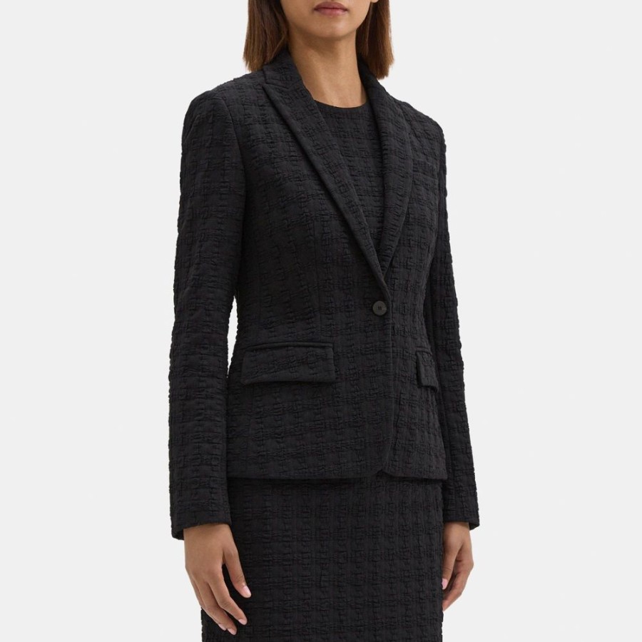 Women Theory Outlet | Slim-Fit Blazer In Textured Ponte Black