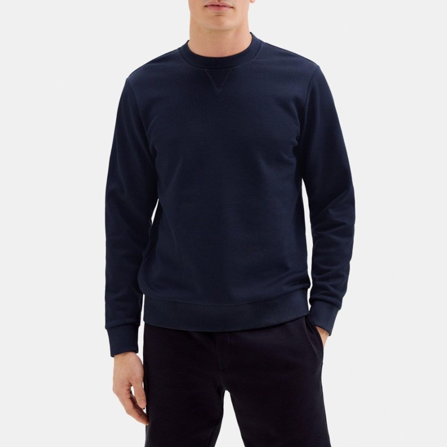 Men Theory Outlet | Essential Sweatshirt In Cotton-Blend Terry Baltic