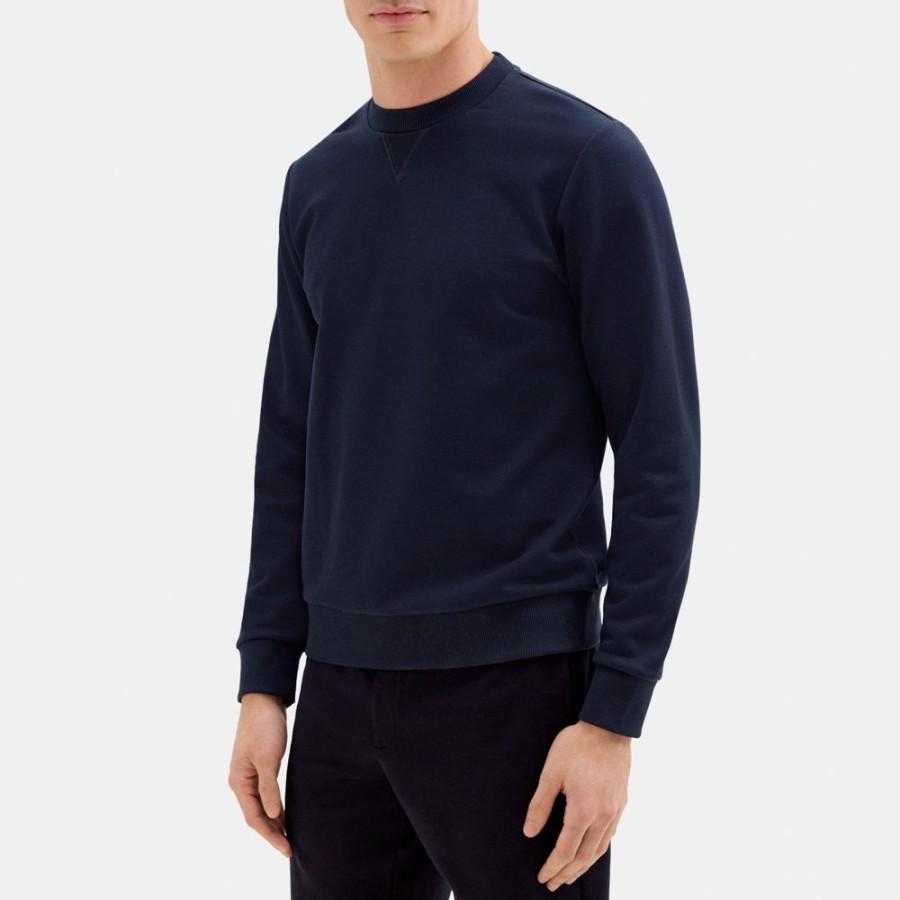 Men Theory Outlet | Essential Sweatshirt In Cotton-Blend Terry Baltic