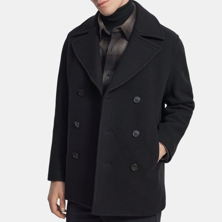 Men Theory Outlet | Peacoat In Knit Wool Black