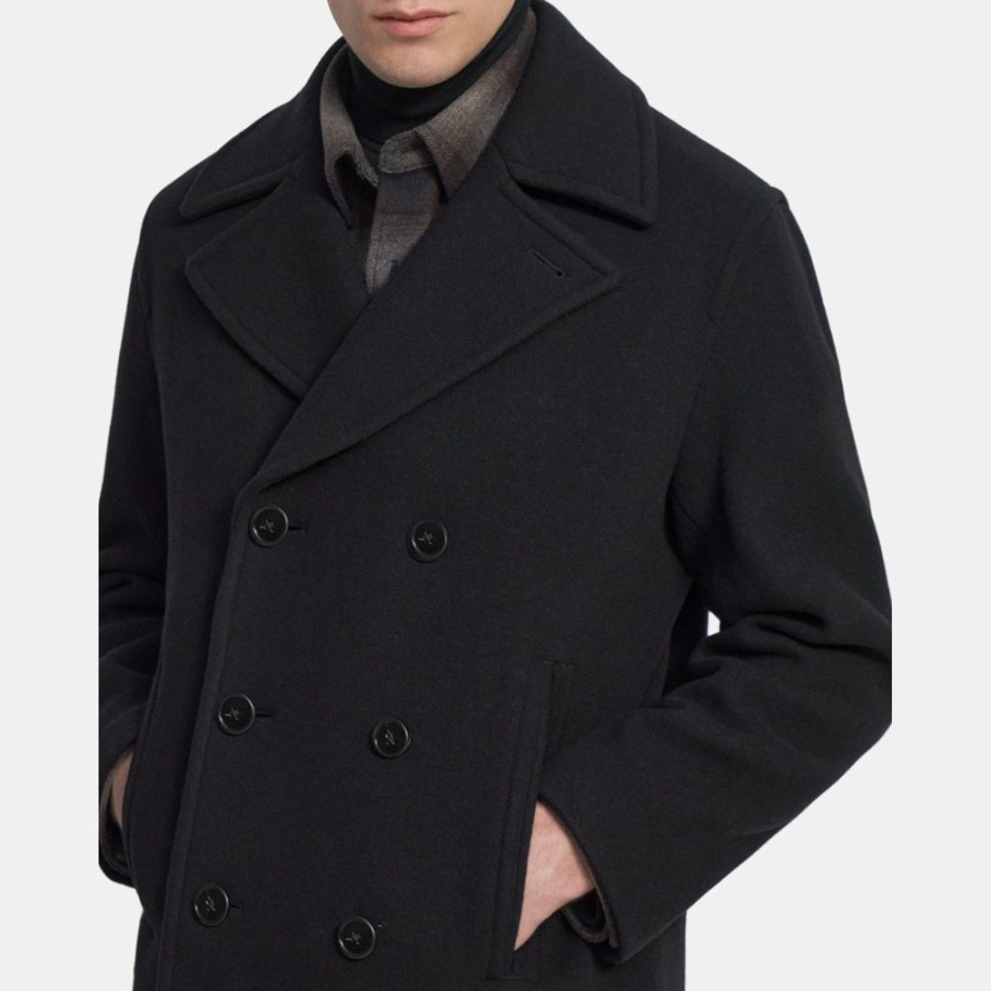 Men Theory Outlet | Peacoat In Knit Wool Black