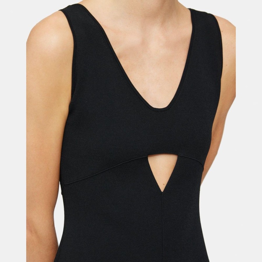 Women Theory Outlet | Cut-Out Mini Dress In Crepe Knit Black