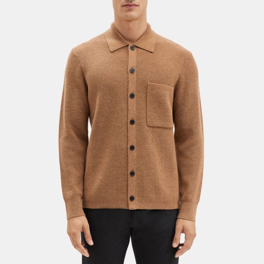 Men Theory Outlet | Knit Shirt Jacket In Wool-Cashmere Haystack