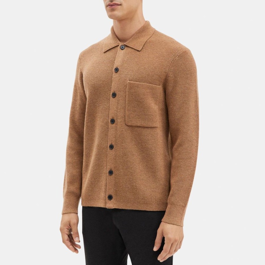 Men Theory Outlet | Knit Shirt Jacket In Wool-Cashmere Haystack