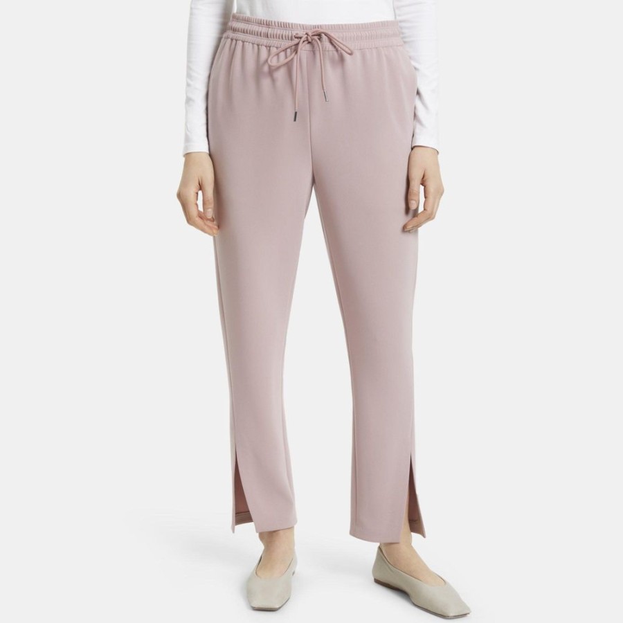 Women Theory Outlet | Slit Pull-On Track Pant In Crepe Blush