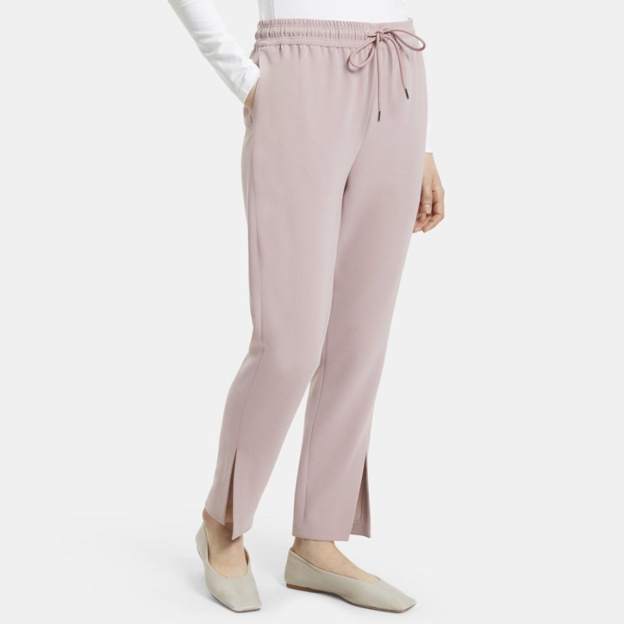 Women Theory Outlet | Slit Pull-On Track Pant In Crepe Blush