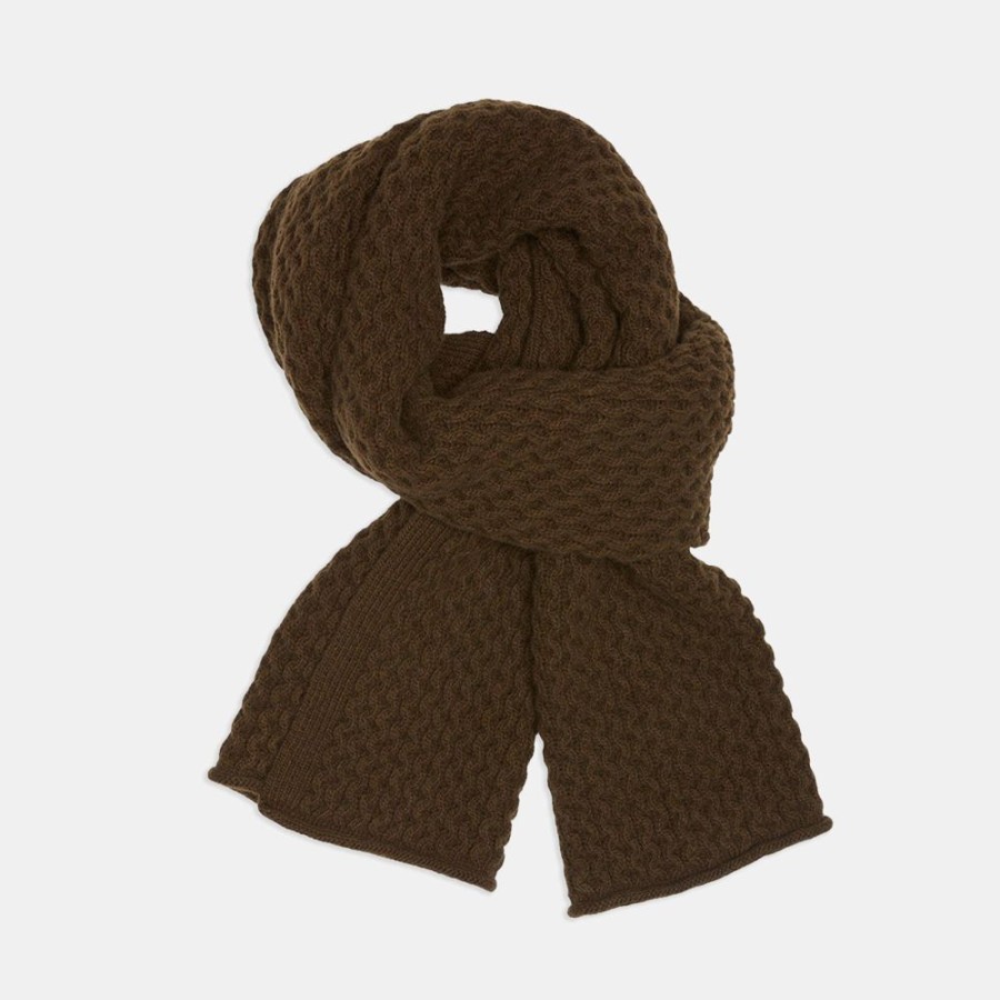 Women Theory Outlet | Honeycomb Scarf In Felted Wool-Cashmere Military