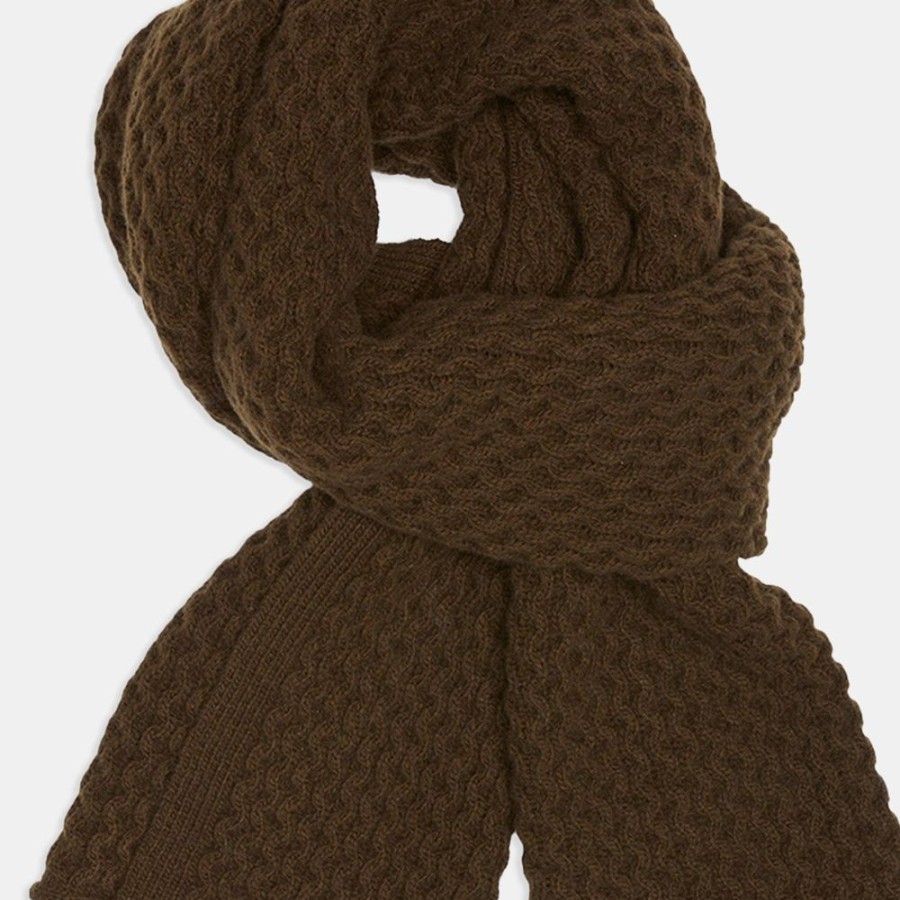 Women Theory Outlet | Honeycomb Scarf In Felted Wool-Cashmere Military