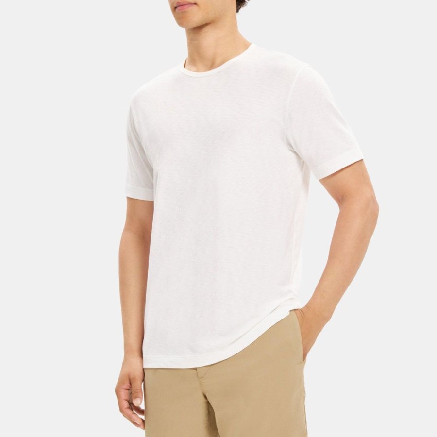 Men Theory Outlet | Relaxed Tee In Slub Cotton White