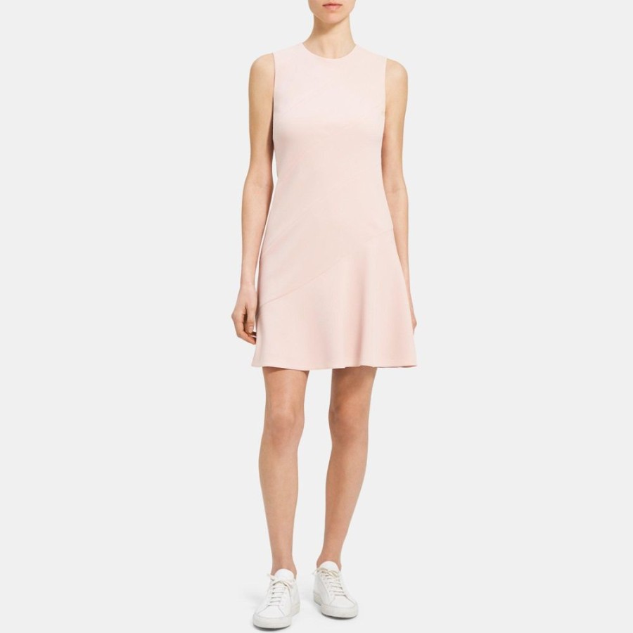 Women Theory Outlet | Curved Seam Dress In Crepe Pink Salt