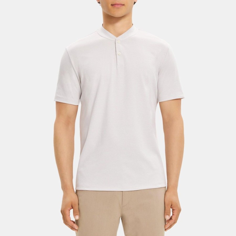 Men Theory Outlet | Short-Sleeve Henley Tee In Pique Cotton Plush