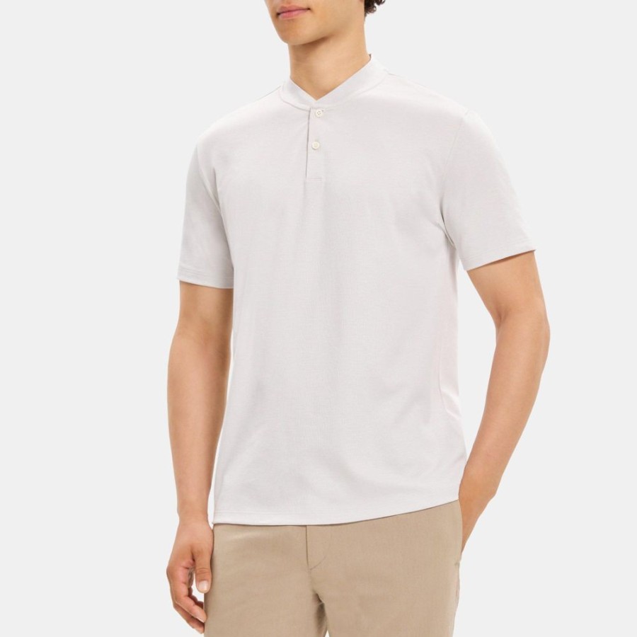 Men Theory Outlet | Short-Sleeve Henley Tee In Pique Cotton Plush