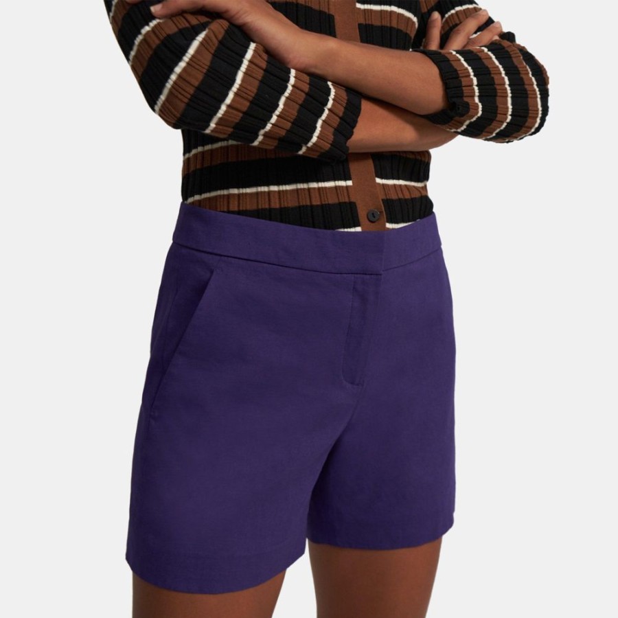 Women Theory Outlet | Tailored Short In Linen Amethyst