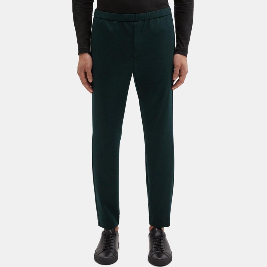 Men Theory Outlet | Jogger In Compact Pique Dark Spruce