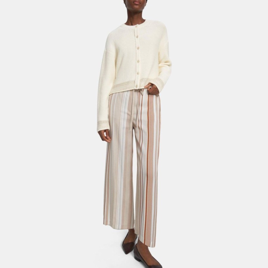 Women Theory Outlet | Wide Crop Pant In Striped Twill Multi