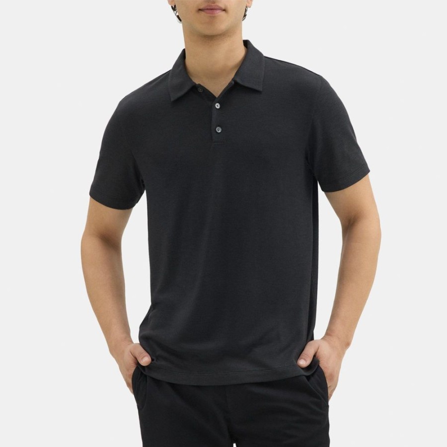 Men Theory Outlet | Polo Shirt In Modal Blend Jersey New Black