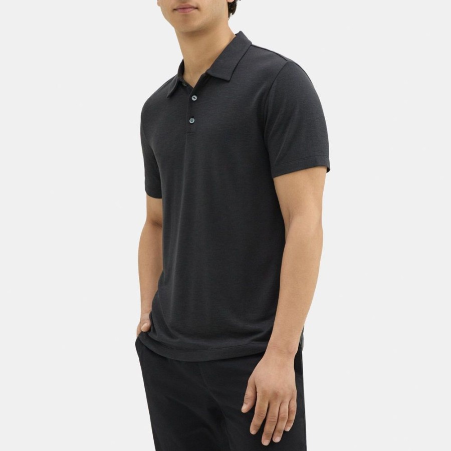 Men Theory Outlet | Polo Shirt In Modal Blend Jersey New Black