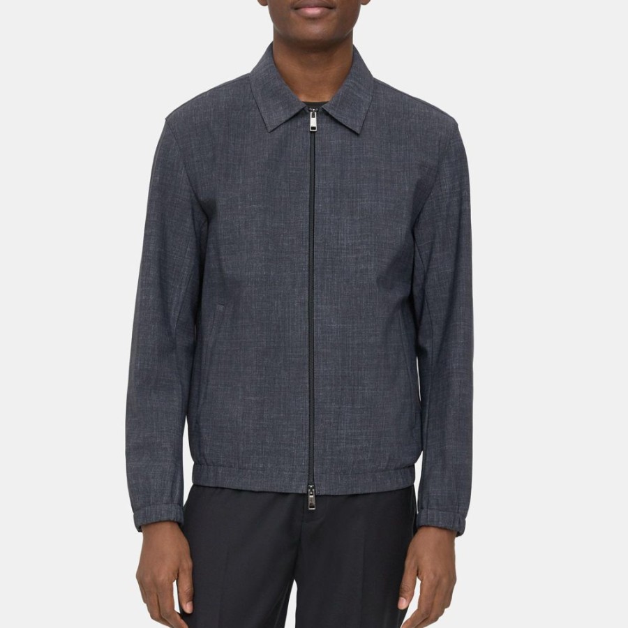 Men Theory Outlet | Blouson Jacket In Printed Performance Knit Grey Melange