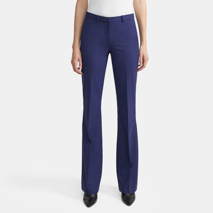 Women Theory Outlet | Flare Pant In Stretch Wool Sea Blue