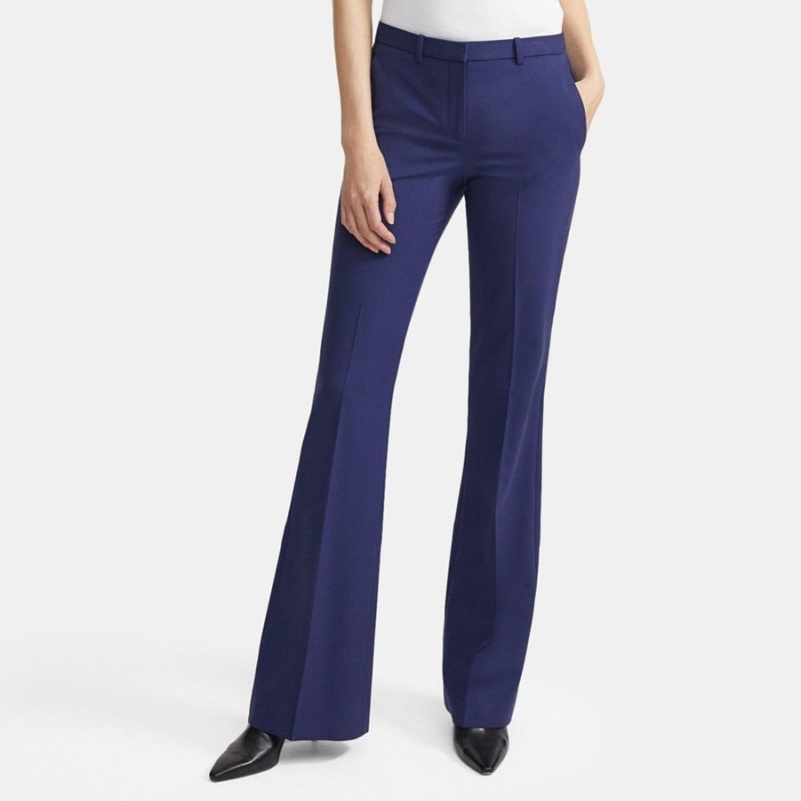 Women Theory Outlet | Flare Pant In Stretch Wool Sea Blue