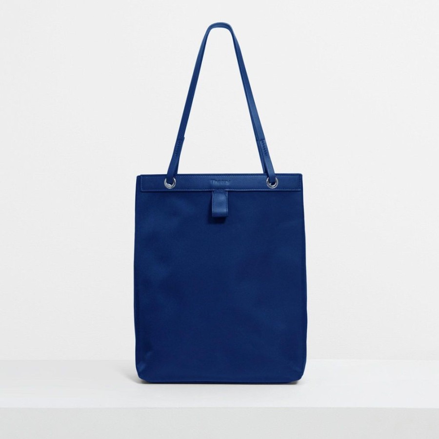 Women Theory Outlet | Foldable Tote In Nylon Blue