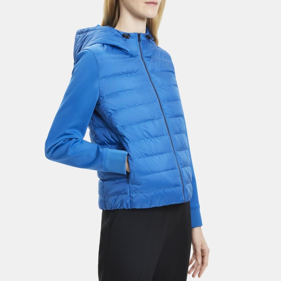 Women Theory Outlet | Puffer Jacket In Knit Combo Marine