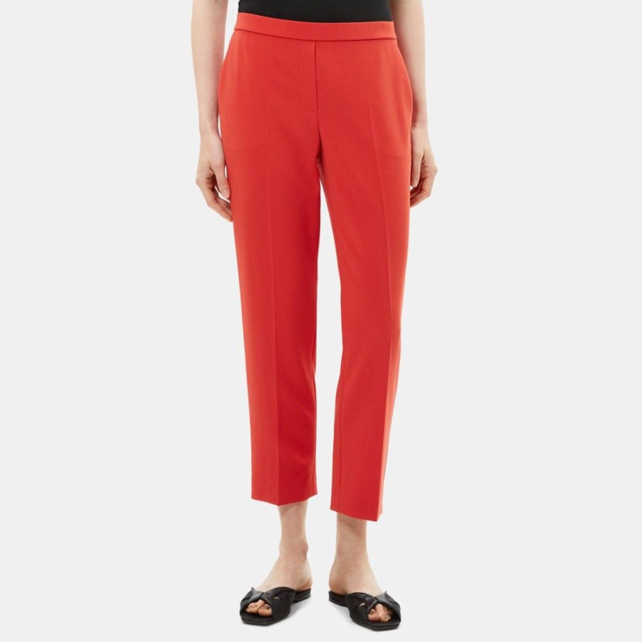 Women Theory Outlet | Slim Cropped Pull-On Pant In Crepe