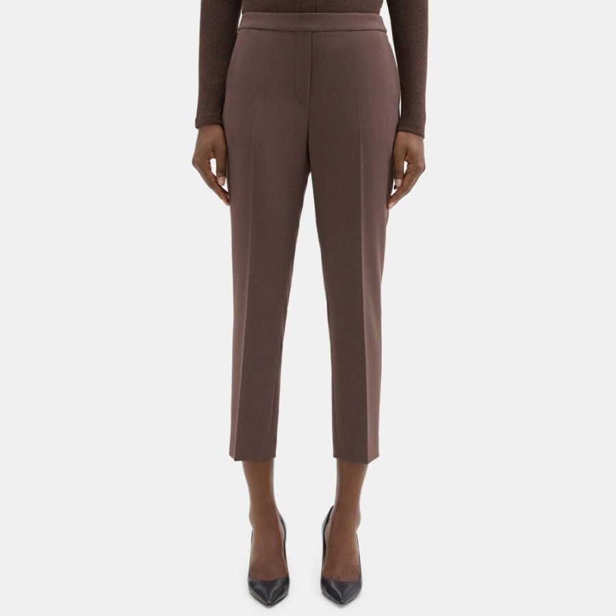 Women Theory Outlet | Cropped Slim Pull-On Pant In Crepe