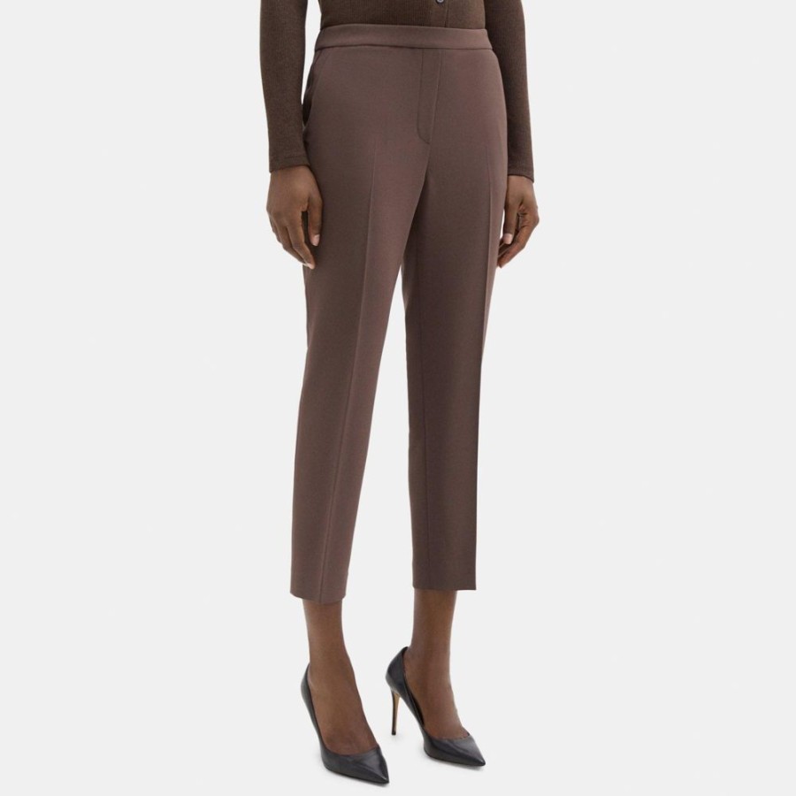 Women Theory Outlet | Cropped Slim Pull-On Pant In Crepe