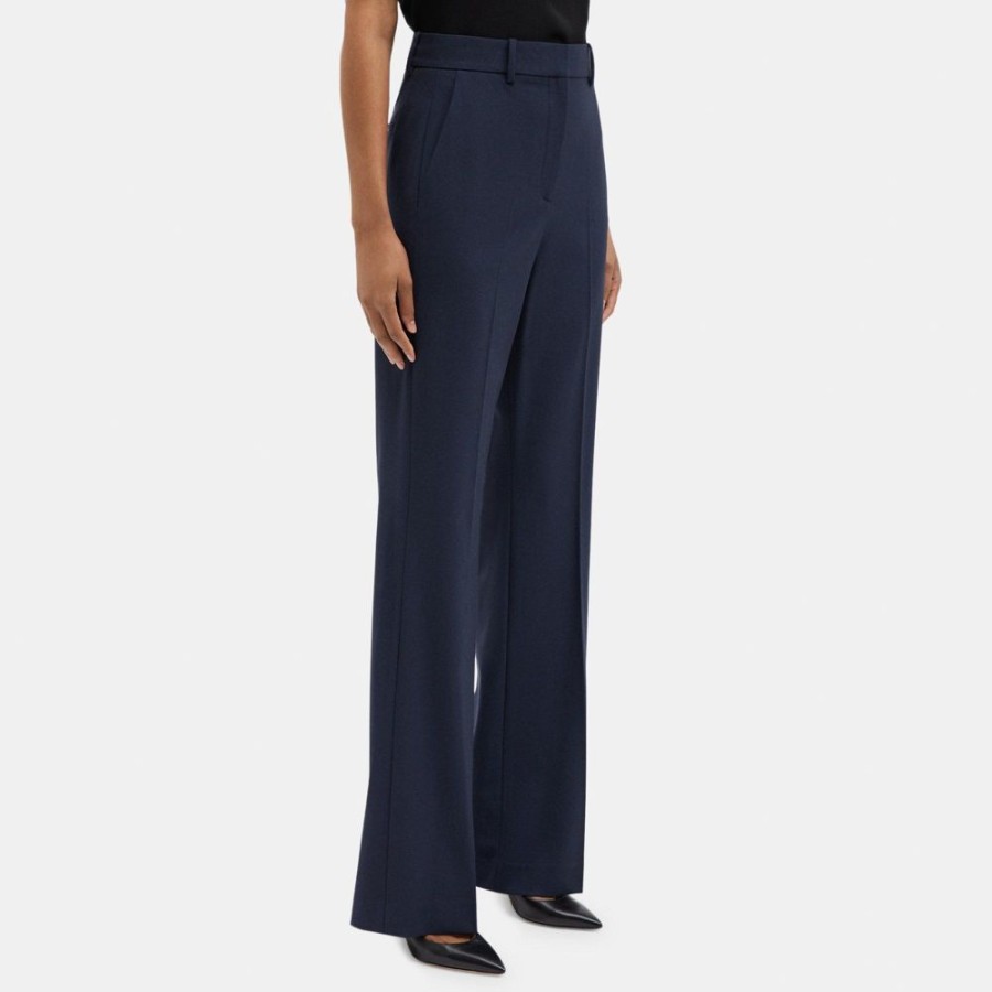 Women Theory Outlet | Flared High-Waist Pant In Stretch Wool Nocturne Navy