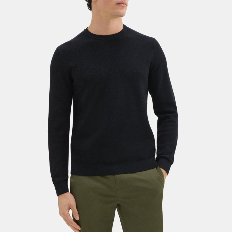 Men Theory Outlet | Crewneck Sweater In Organic Cotton Black