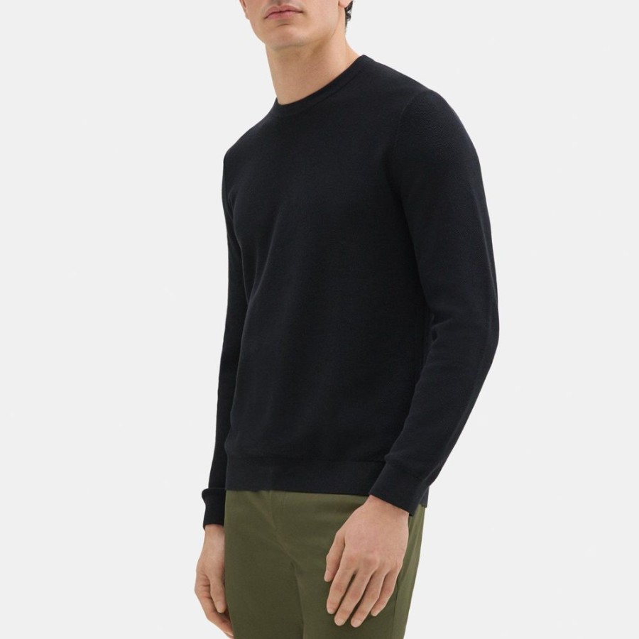 Men Theory Outlet | Crewneck Sweater In Organic Cotton Black