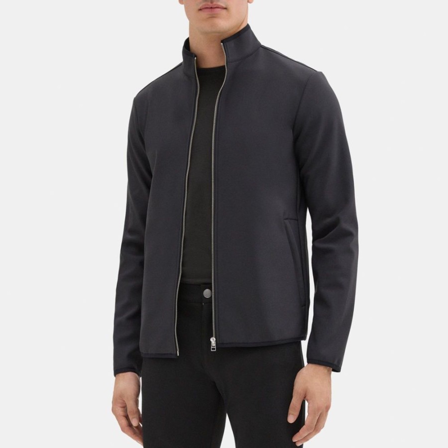 Men Theory Outlet | Zip-Up Jacket In Tech Fleece Black/Black