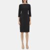 Women Theory Outlet | Long-Sleeve Sheath Dress In Sevona Stretch Wool Black