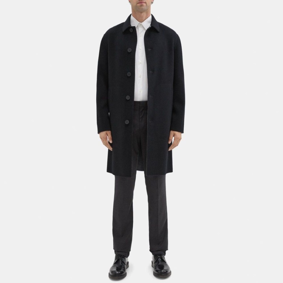 Men Theory Outlet | Car Coat In Double-Face Wool-Cashmere Black/Dark Grey Melange