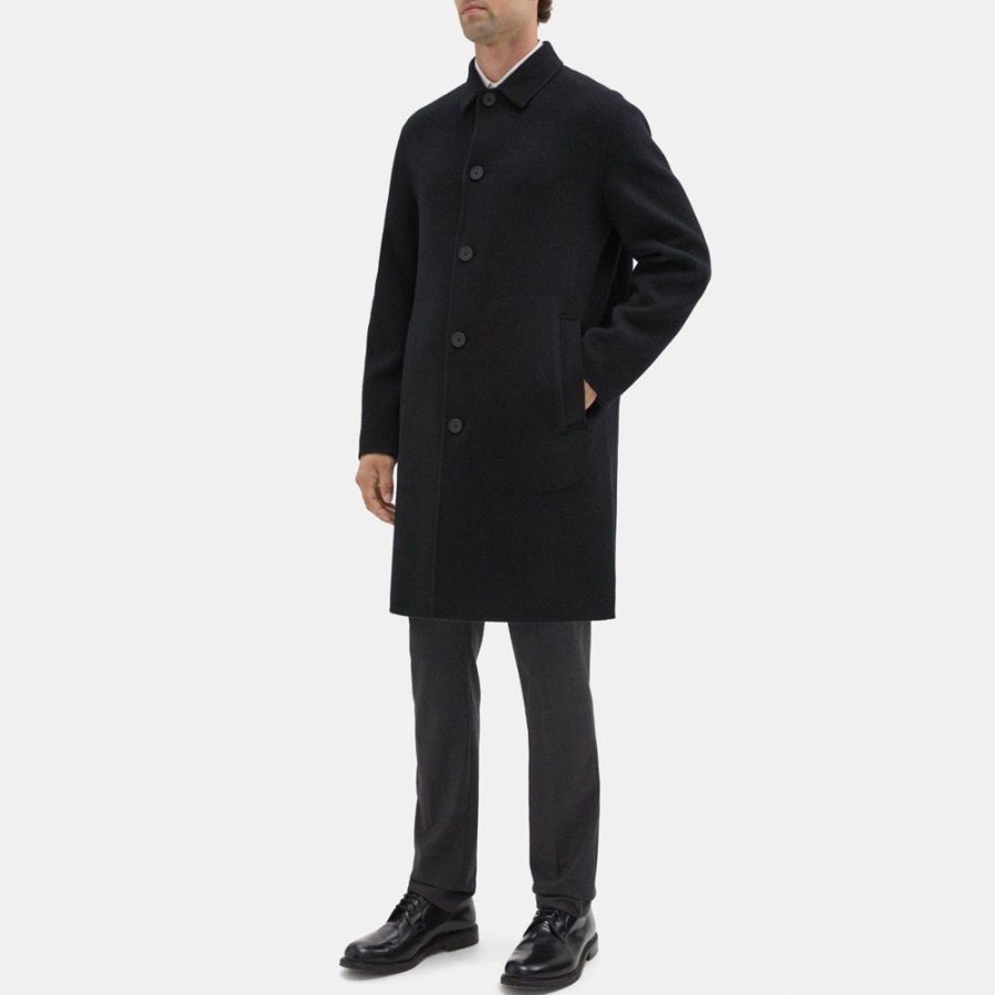 Men Theory Outlet | Car Coat In Double-Face Wool-Cashmere Black/Dark Grey Melange