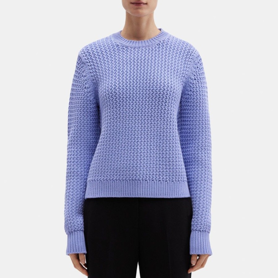 Women Theory Outlet | Crewneck Sweater In Cotton-Nylon Regatta