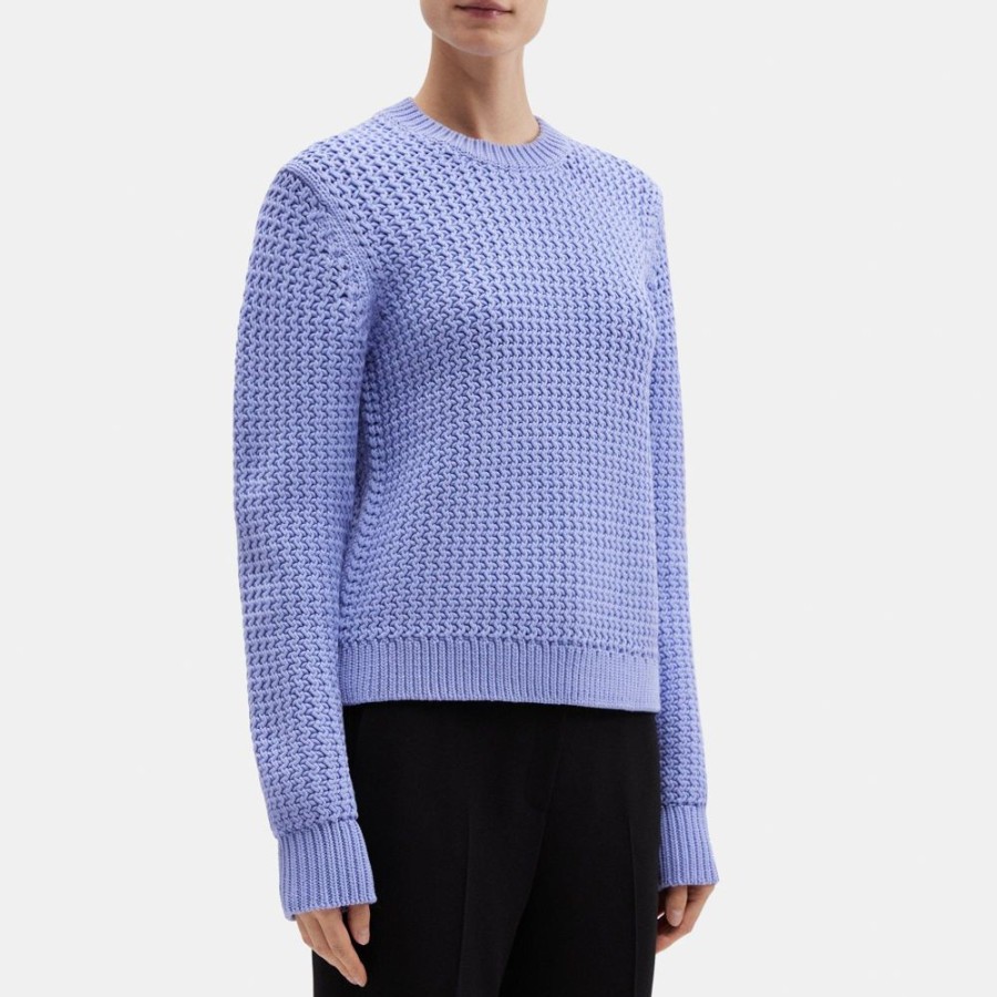 Women Theory Outlet | Crewneck Sweater In Cotton-Nylon Regatta