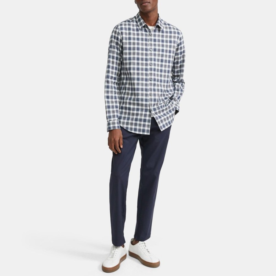 Men Theory Outlet | Standard-Fit Shirt In Check Cotton Eclipse Multi