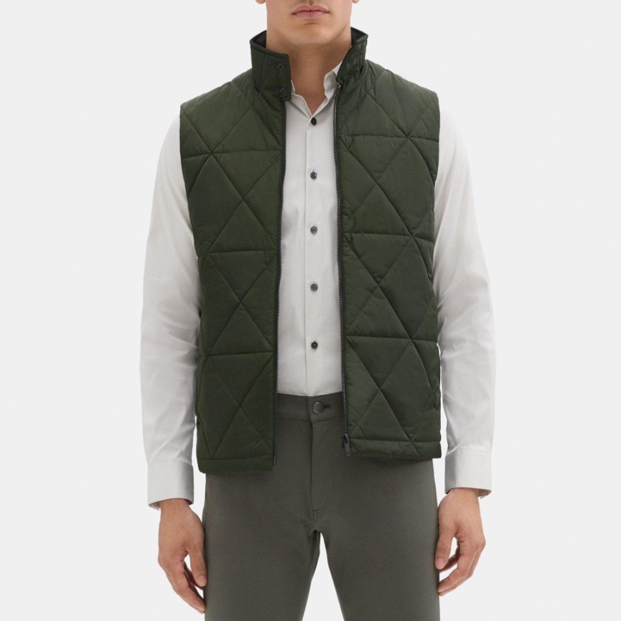 Men Theory Outlet | Berli Vest In Technical Taffeta Dark Forest