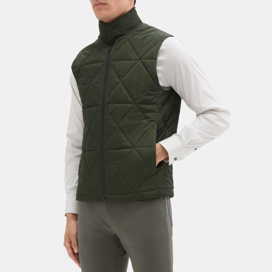 Men Theory Outlet | Berli Vest In Technical Taffeta Dark Forest