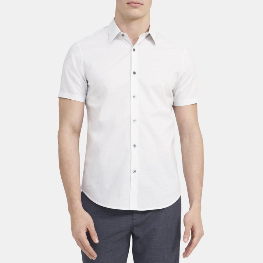 Men Theory Outlet | Tailored Short-Sleeve Shirt In Stretch Cotton Plush