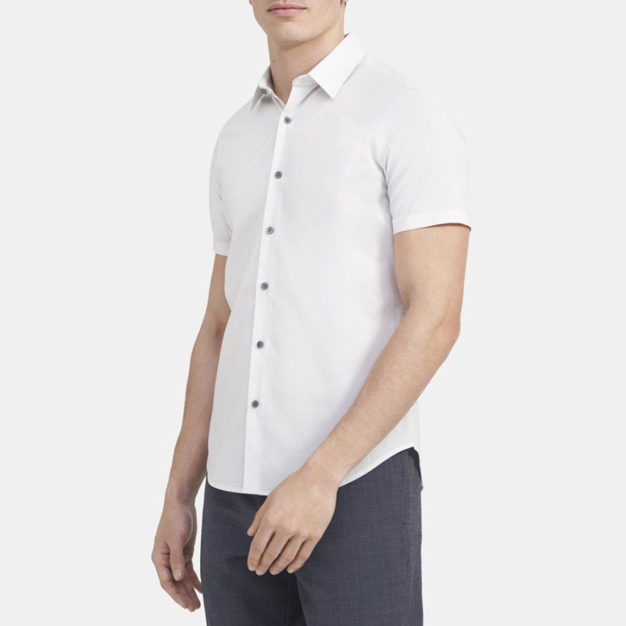 Men Theory Outlet | Tailored Short-Sleeve Shirt In Stretch Cotton Plush