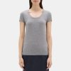 Women Theory Outlet | Short-Sleeve Tee In Stretch Cotton Medium Heather