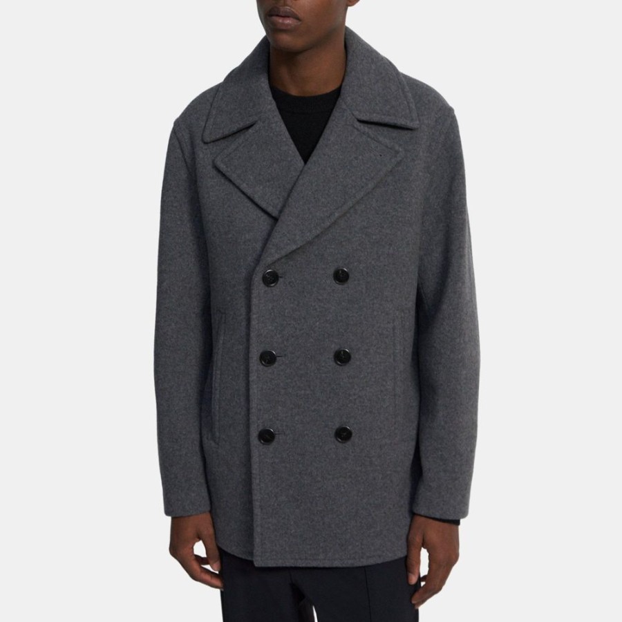 Men Theory Outlet | Peacoat In Knit Wool Dark Pestle Melange