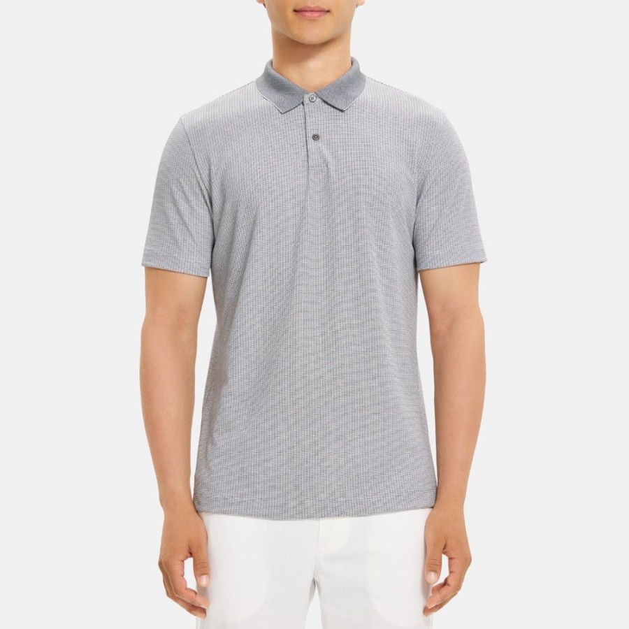 Men Theory Outlet | Standard Polo In Knit Jacquard Eclipse/White