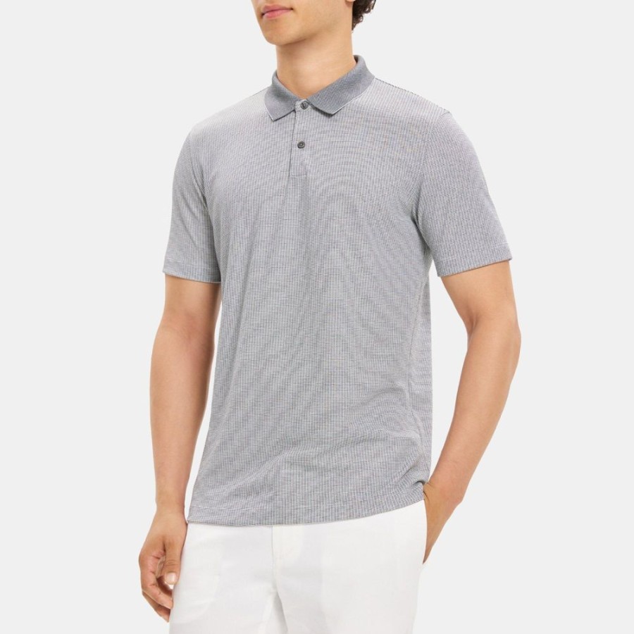 Men Theory Outlet | Standard Polo In Knit Jacquard Eclipse/White