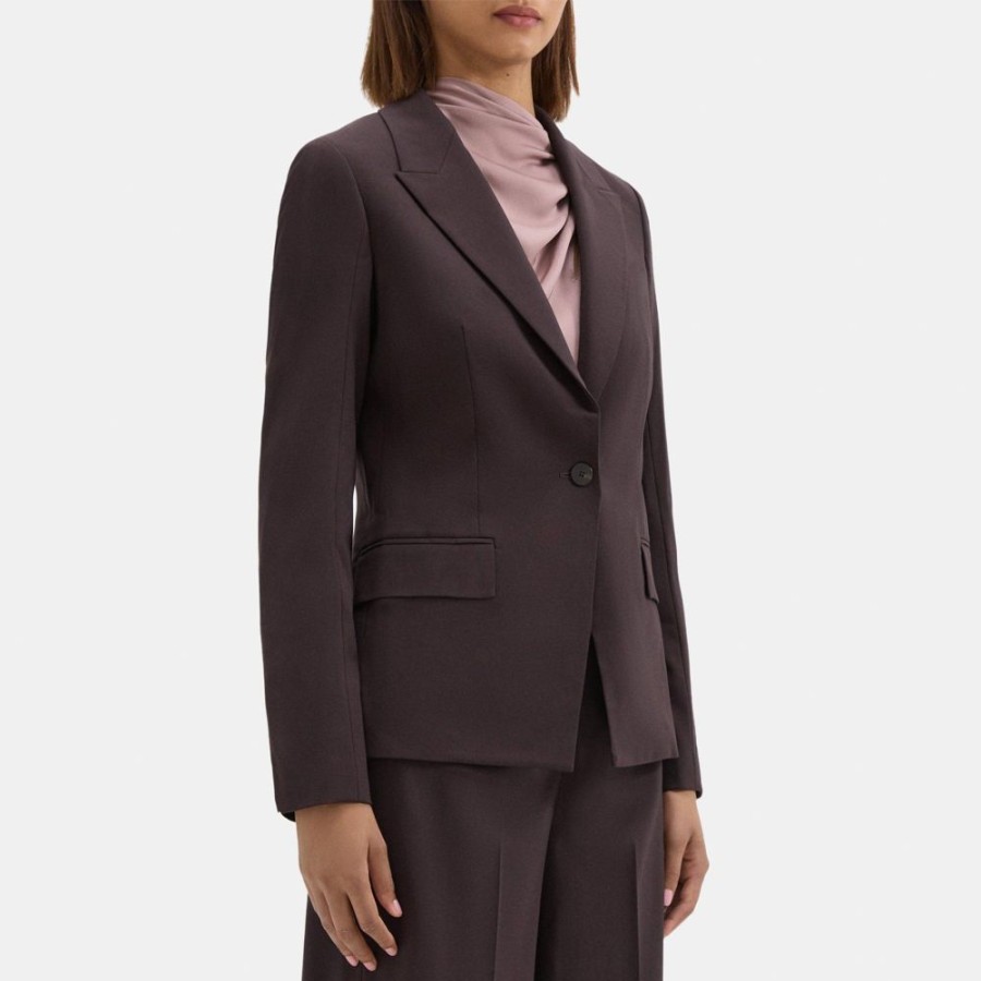 Women Theory Outlet | Angled Blazer In Sevona Stretch Wool Redwood