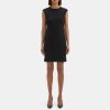 Women Theory Outlet | Cap-Sleeve Shift Dress In Textured Ponte Black